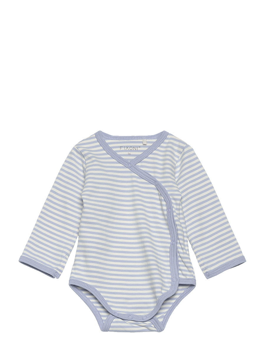 Fixoni - Wrap Body LS Y/D Stripe - långärmade bodies - zen blue - 0