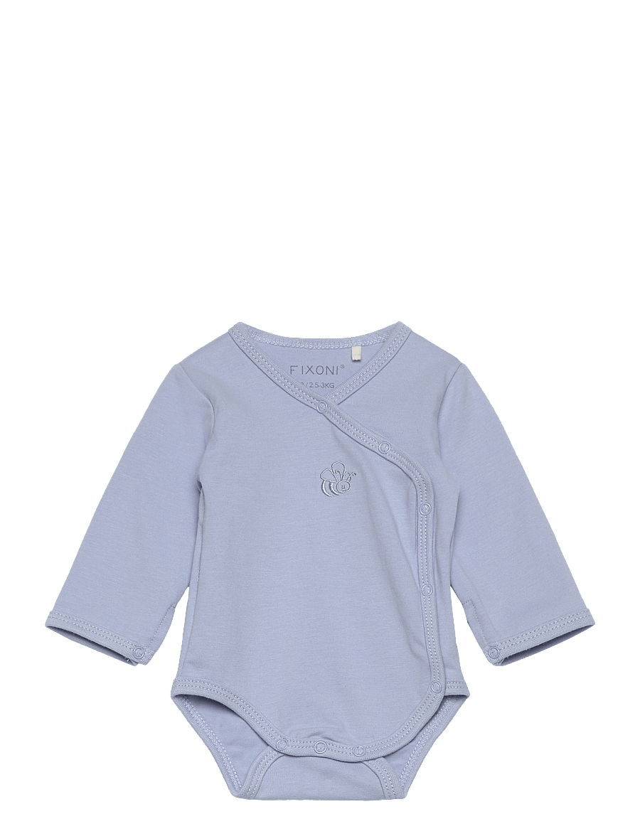 Fixoni - Wrap Body LS - långärmade bodies - zen blue - 0