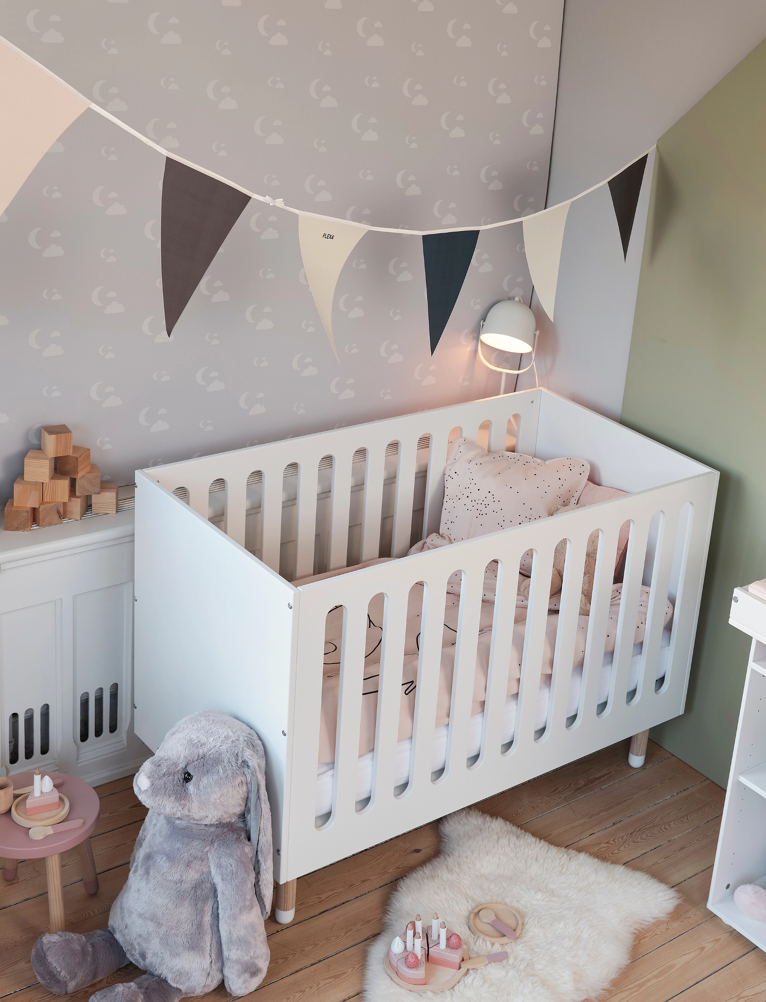 FLEXA Baby Bed, Børn, Babyseng, Hvid, Str: 60X120