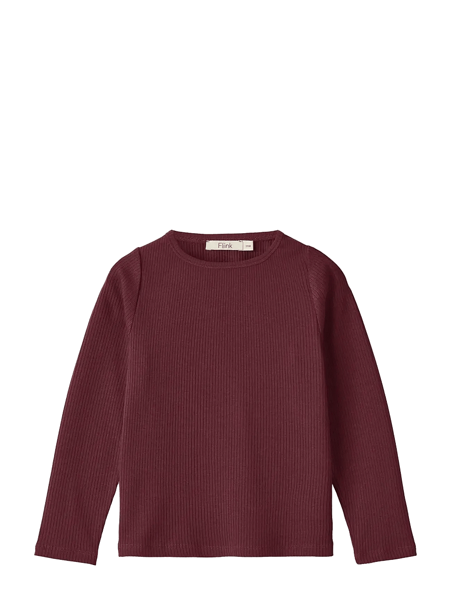 Fliink - KENNA LS BLOUSE - long-sleeved t-shirts - burgundy - 0