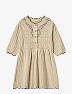 SUNNY EMBROIDERED 3/4 KNIT DRESS - CREAM