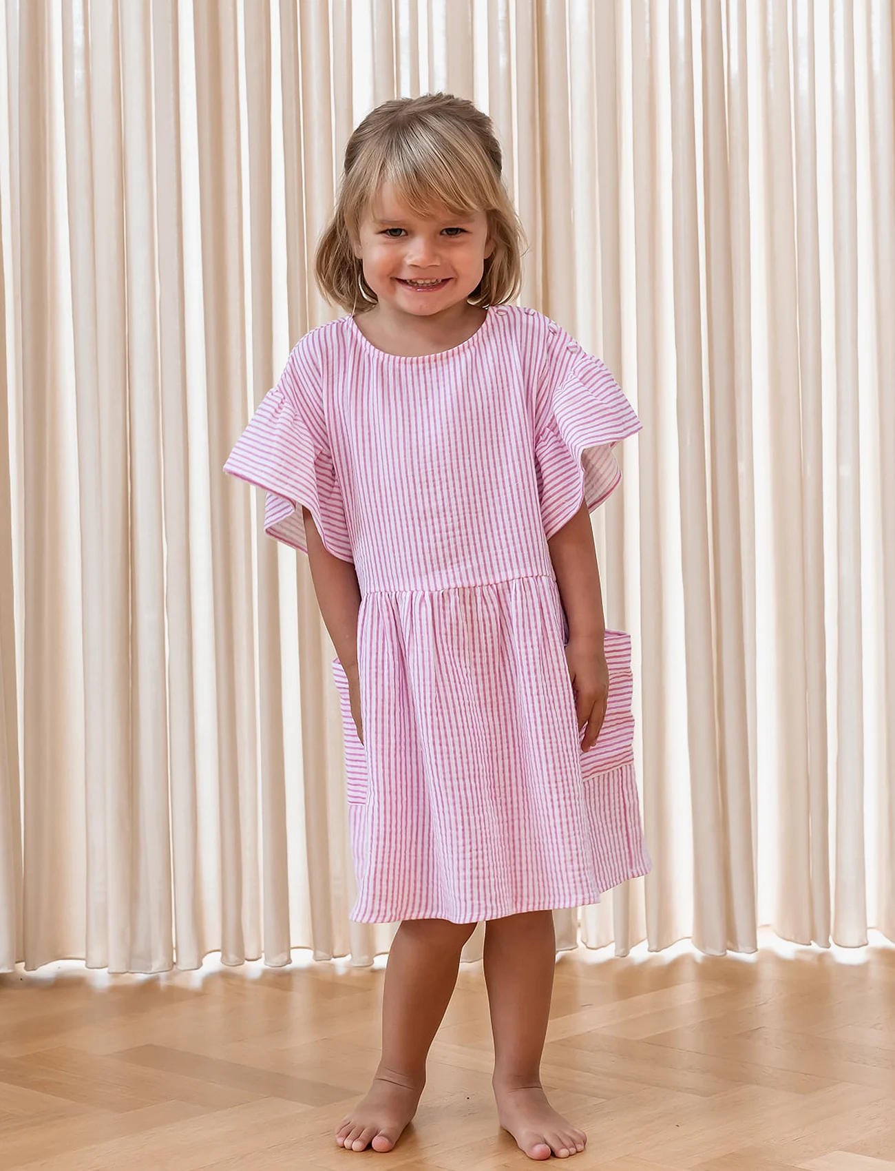 Fliink - CIAO STRIPE DRESS - kurzärmelige babykleider - pink - 0