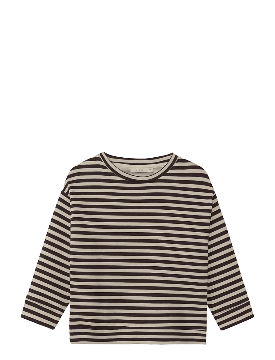 Fliink - ALVIN LS STRIPE SWEATSHIRT - långärmade t-shirts - coffee bean / sandshell - 1