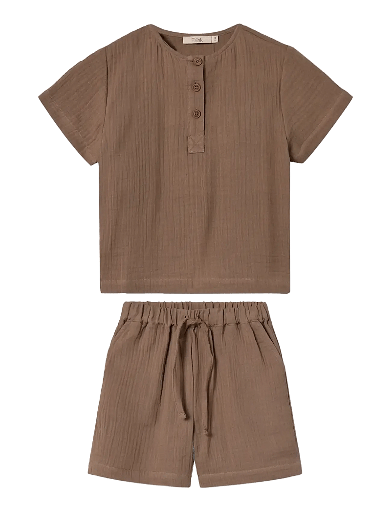 Fliink - CHA CHA SHORT SET - zestawy krótkim rękawem - brown - 1