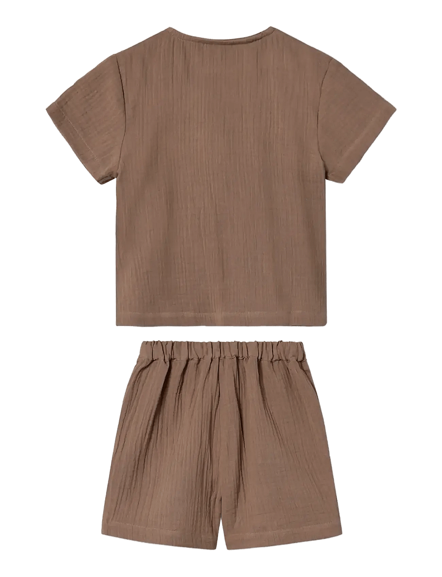 Fliink - CHA CHA SHORT SET - komplektid lühikeste varrukatega t-särgiga - brown - 2