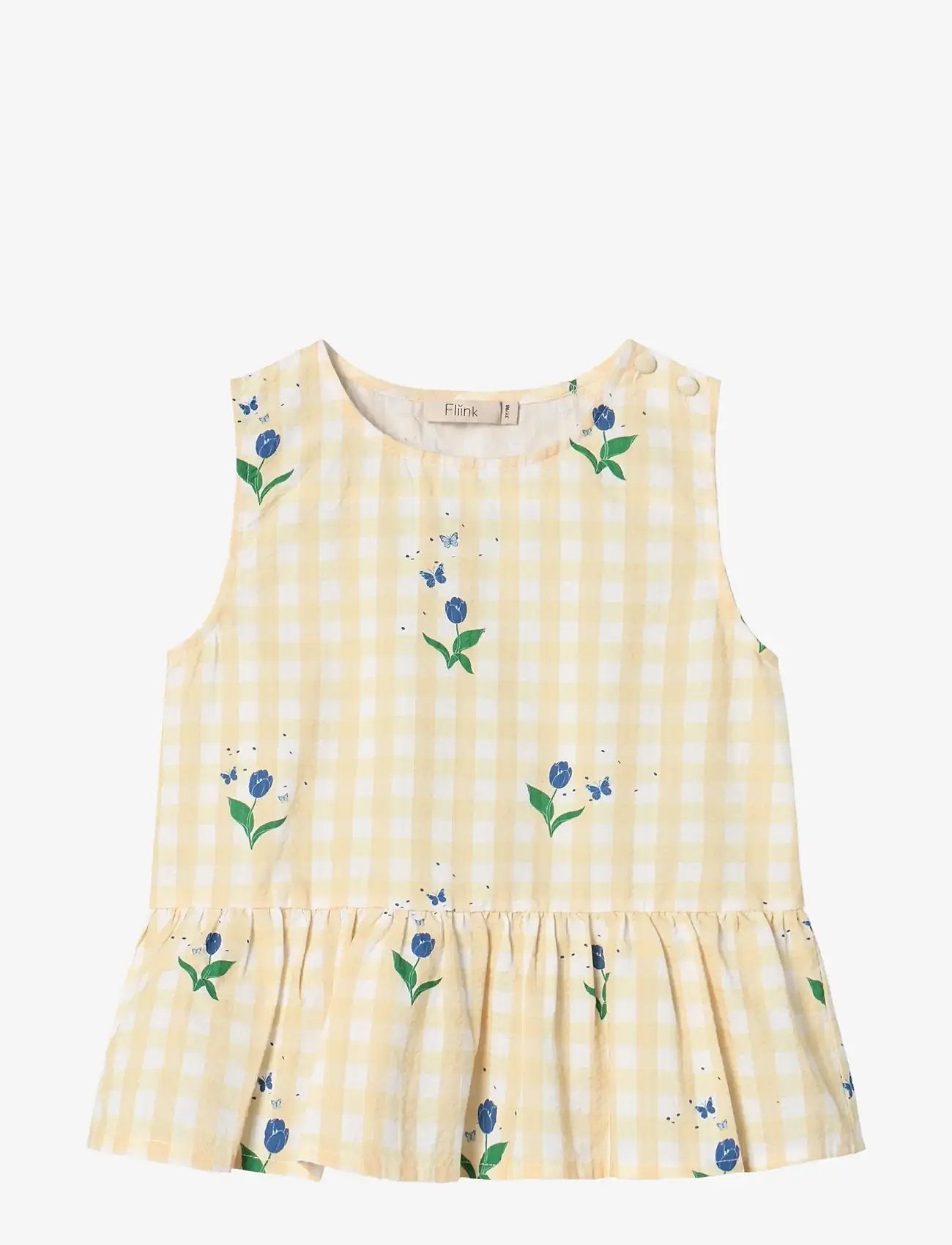 Fliink - AGNES FLOWER SS TOP - pluusid ja tuunikad - yellow - 0