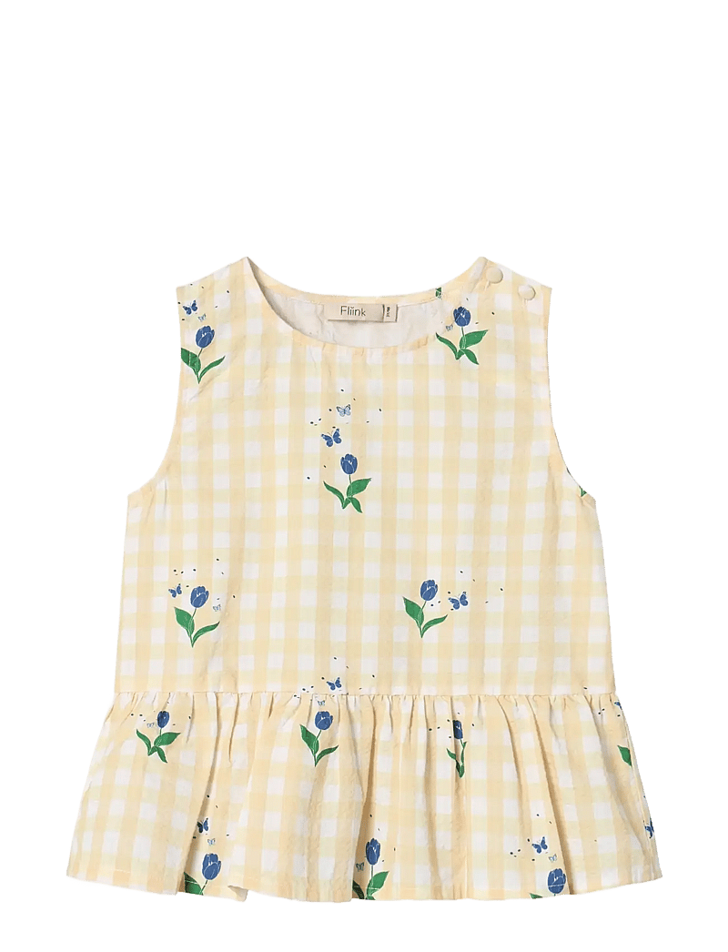 Fliink - AGNES FLOWER SS TOP - pluusid ja tuunikad - yellow - 0