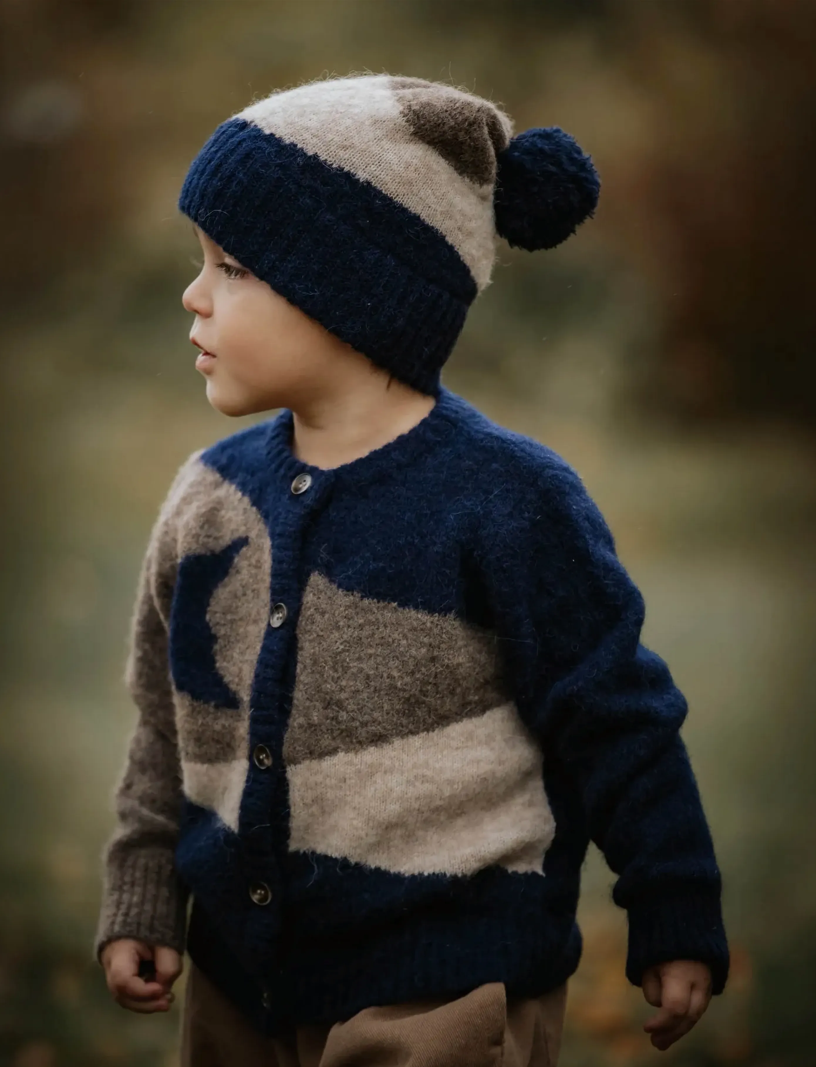 Fliink Star Moon Cardigan, 2 Y, Navy, Strik > Cardigans, Børn