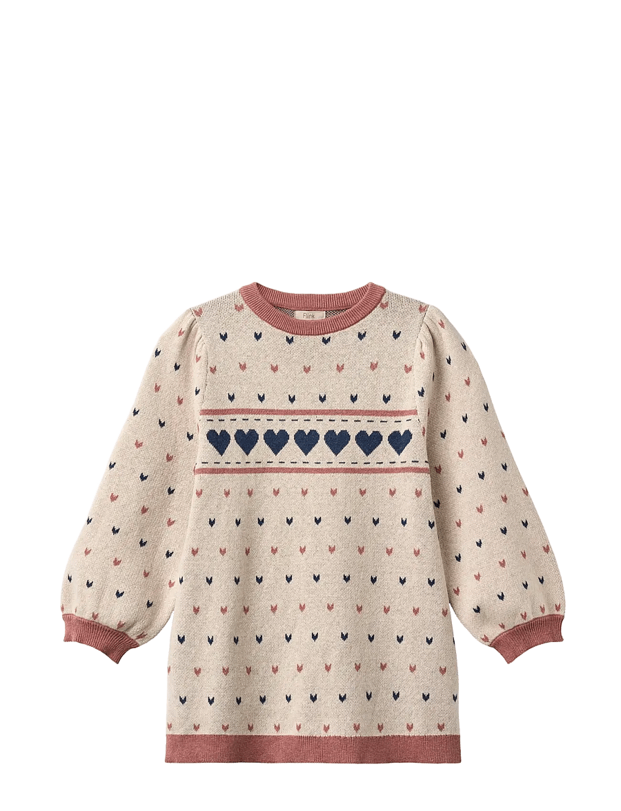Fliink - NOVA MULTI HEART DRESS - långärmade vardagsklänningar - sandshell - 0