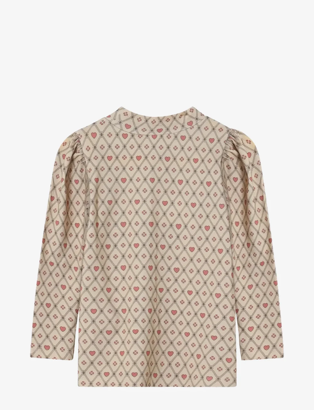 Fliink - KELLY HEART LS PUFF BLOUSE - blusar & tunikor - sandshell heart aop - 1