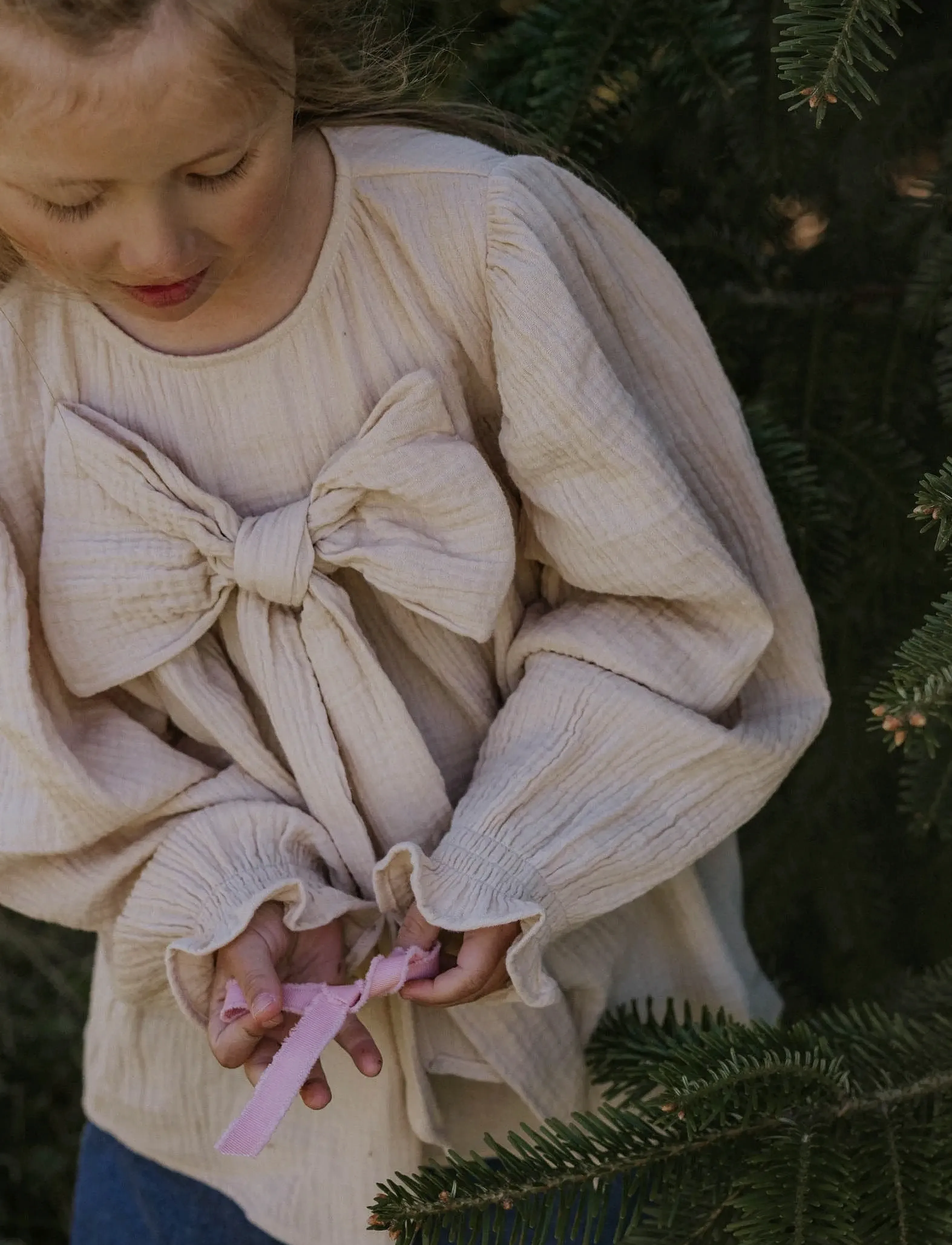 Fliink PACO BOW LS BLOUSE - Blusen & Tuniken - SANDSHELL / cream