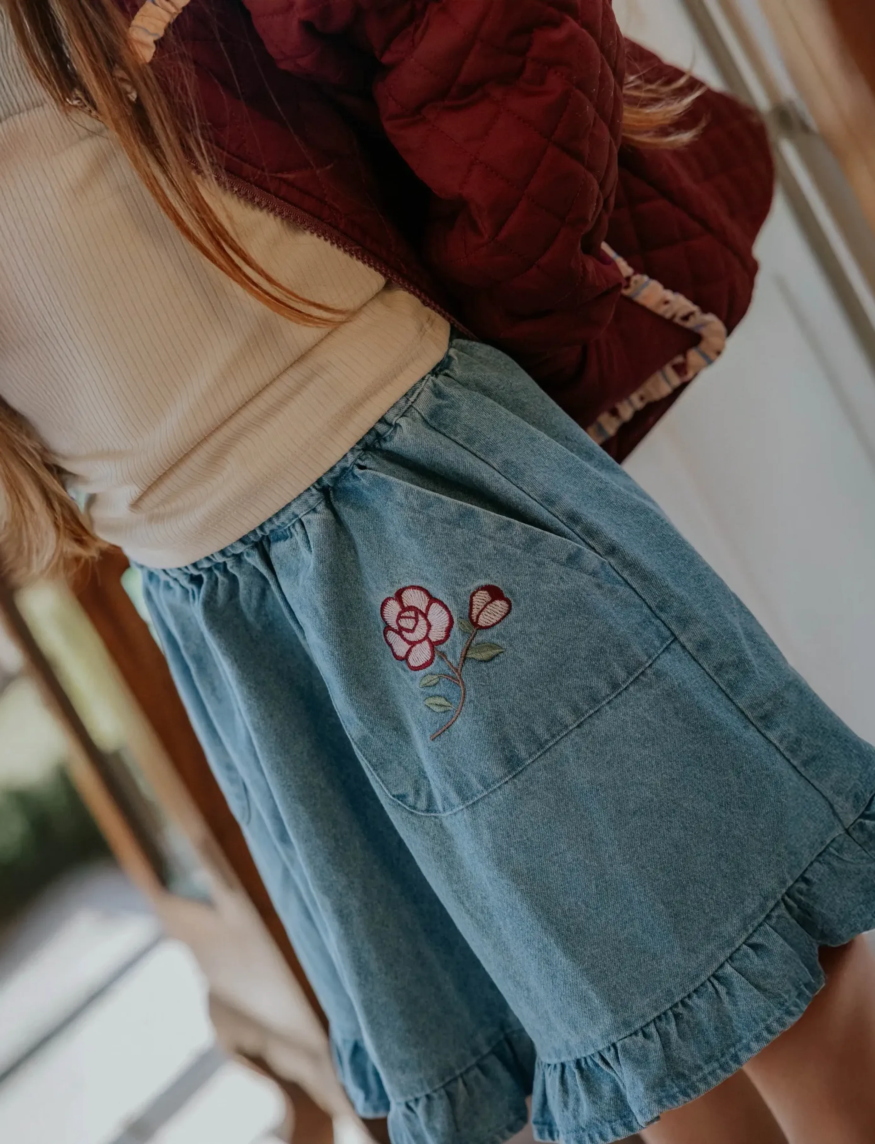 Fliink Don Rose Skirt, 80, Röcke, Blau - Denim Kinder