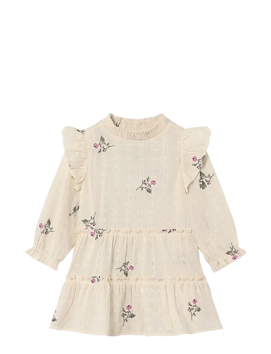 Fliink - DOBBY SS ROSE EMBR BLOUSE - pikkade varrukatega beebi kleidid - cream - 0
