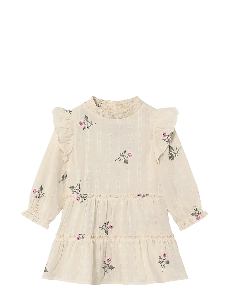 Fliink - DOBBY SS ROSE EMBR BLOUSE - långärmade babyklänningar - cream - 1