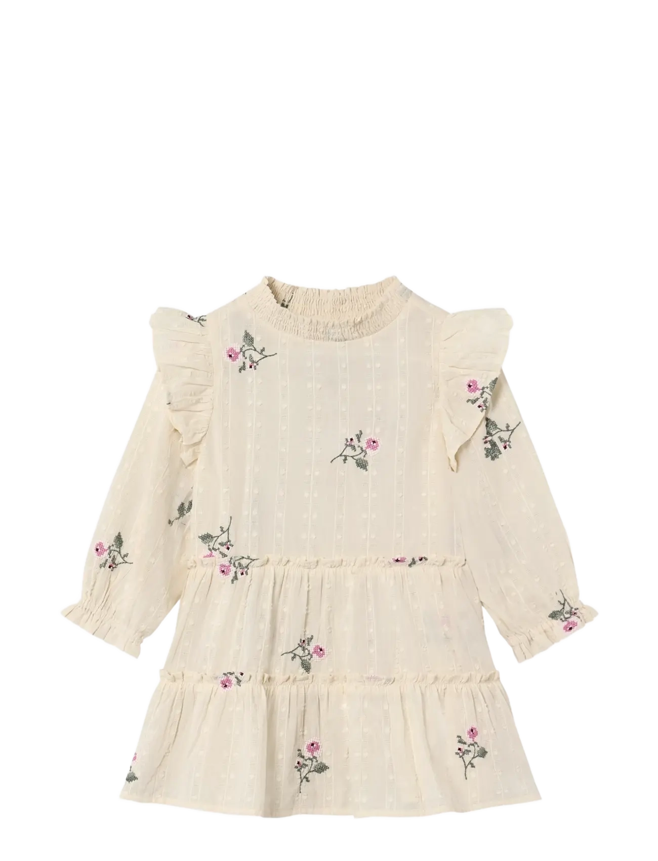 Fliink - DOBBY SS ROSE EMBR BLOUSE - pikkade varrukatega beebi kleidid - cream - 1