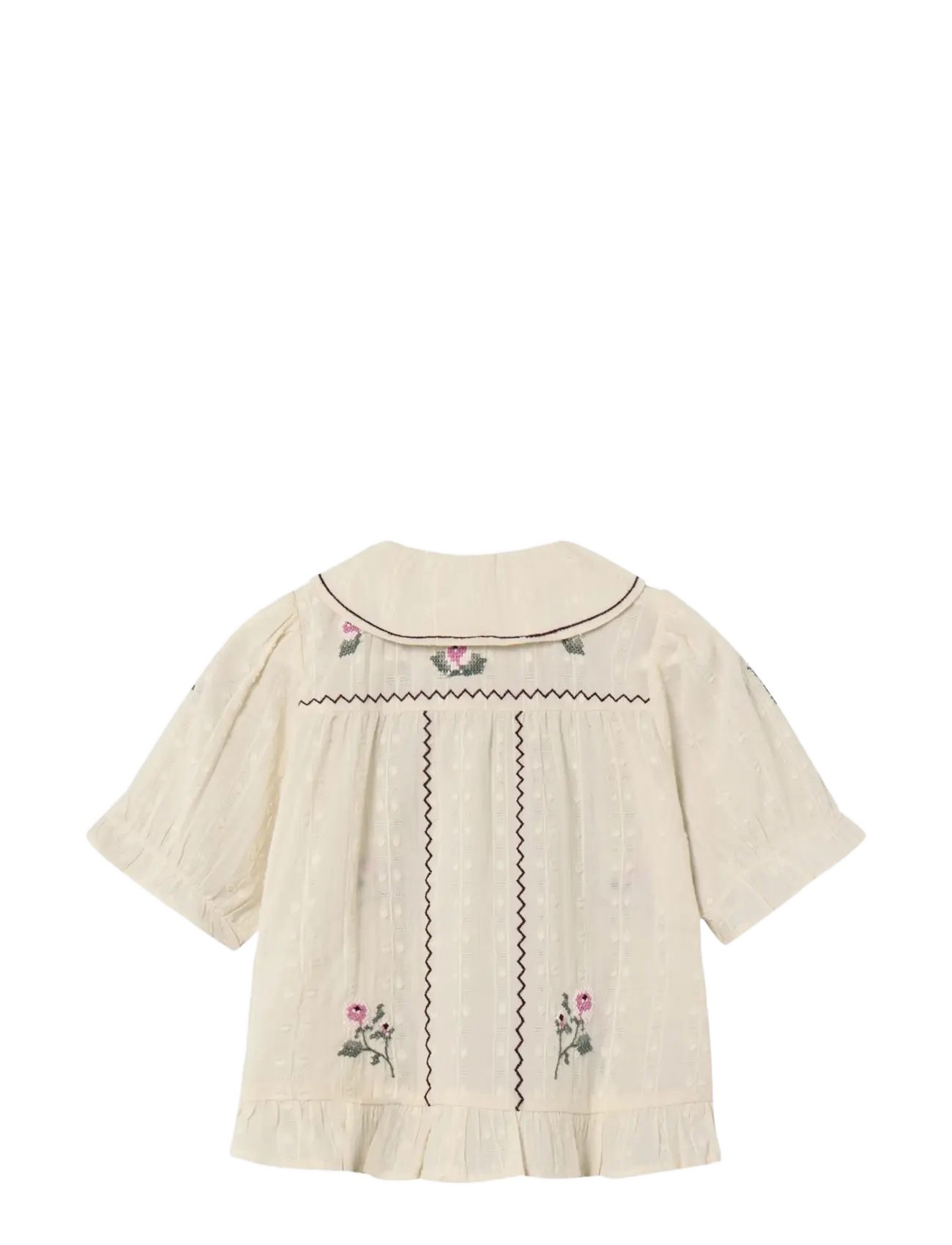 Fliink - DOBBY SS ROSE EMBR BLOUSE - long-sleeved baby dresses - cream - 1