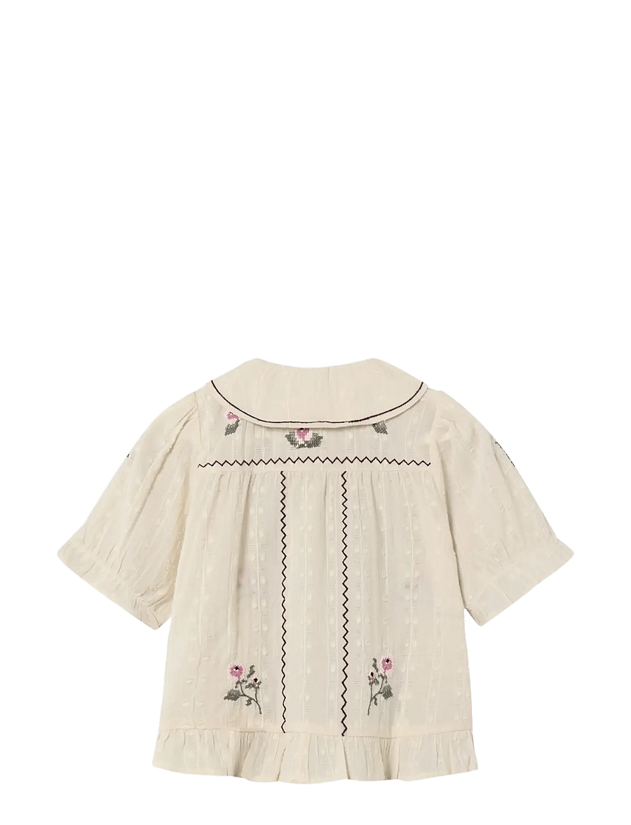 Fliink - DOBBY SS ROSE EMBR BLOUSE - långärmade babyklänningar - cream - 1