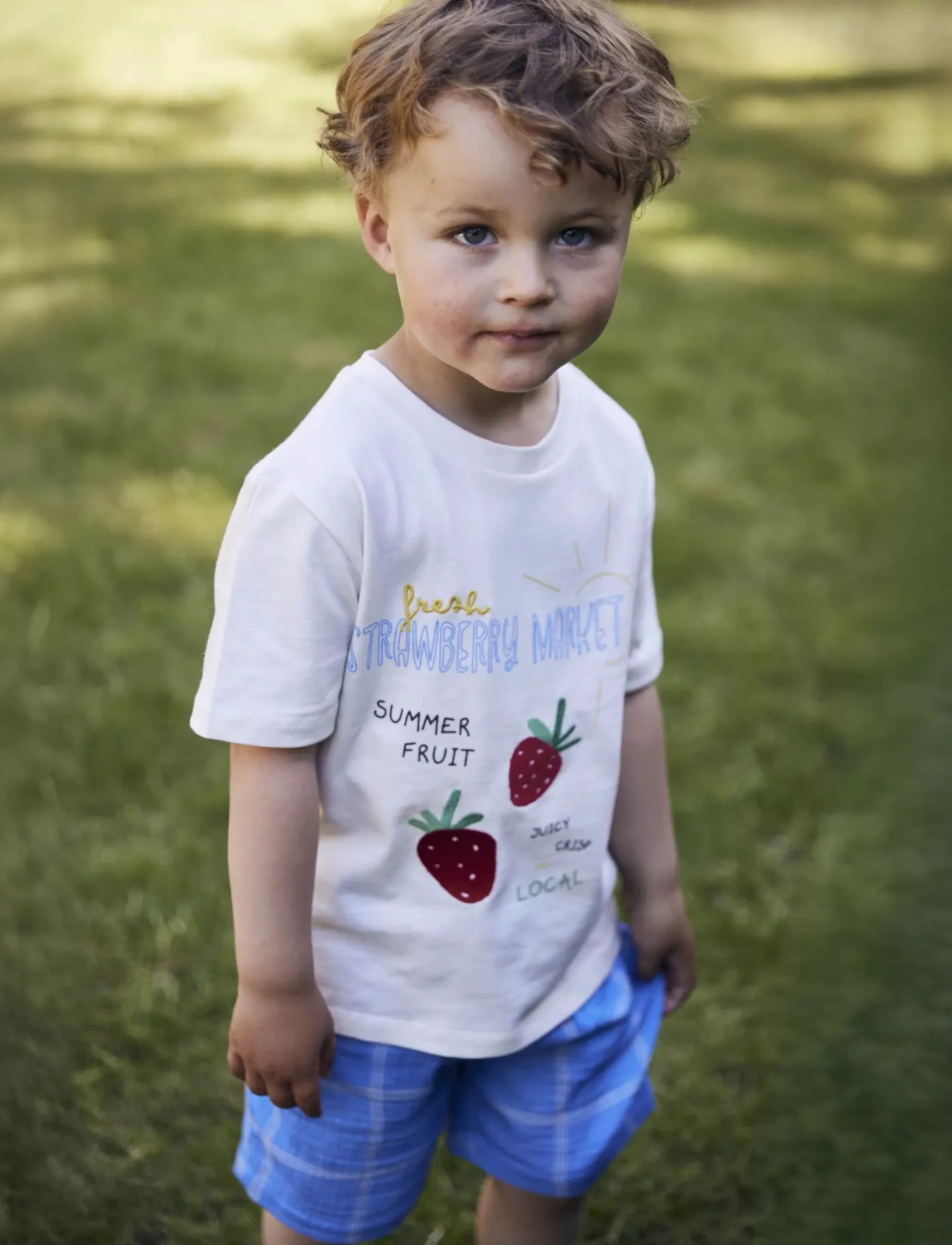 Fliink Sommer Strawberry T-Shirt, 80, White, T-Shirts > Kortærmede, Børn