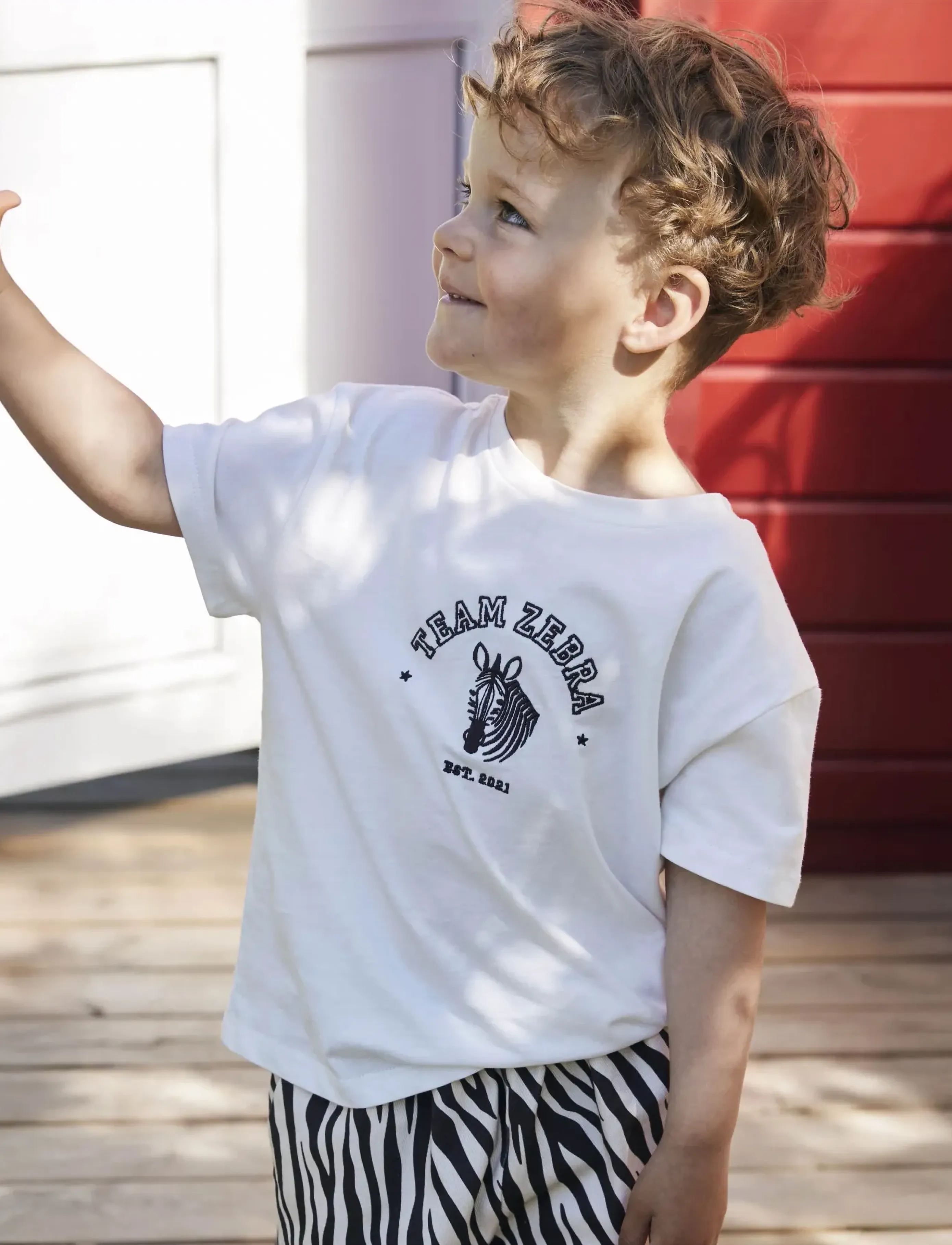 Fliink Sommer Zebra T-Shirt, 98, White, T-Shirts > Kortærmede, Børn