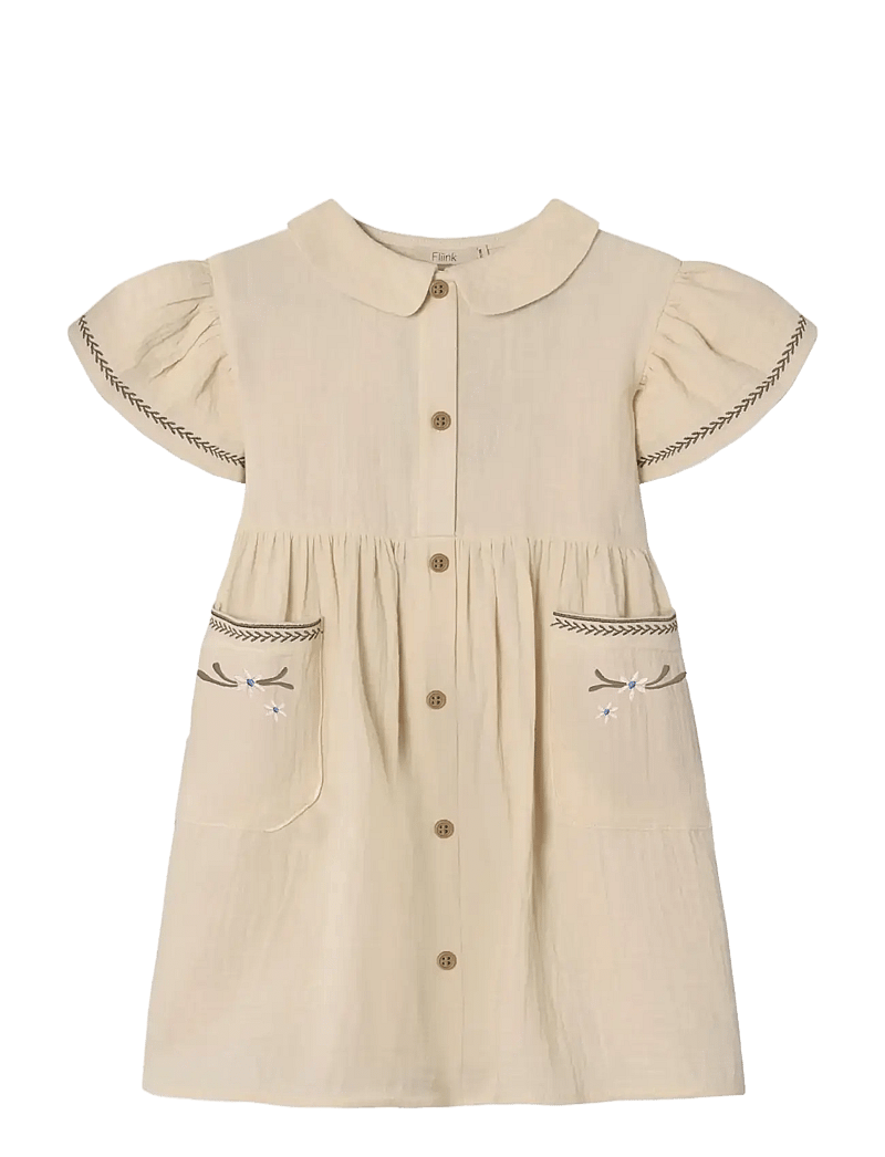 Fliink - AMOUR FLOWER DRESS - short-sleeved baby dresses - cream - 0