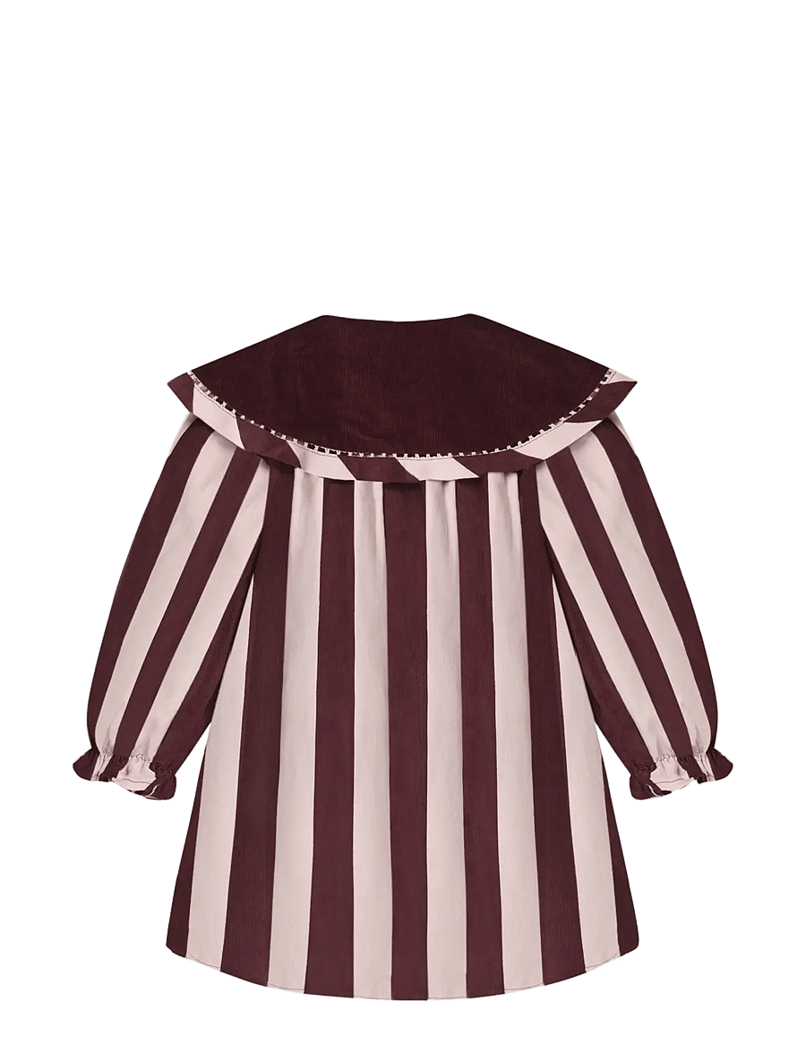Fliink - DOLLY STRIPE COLLAR DRESS - pikkade varrukatega beebikleidid - smoke rose/burgundy stripe - 2