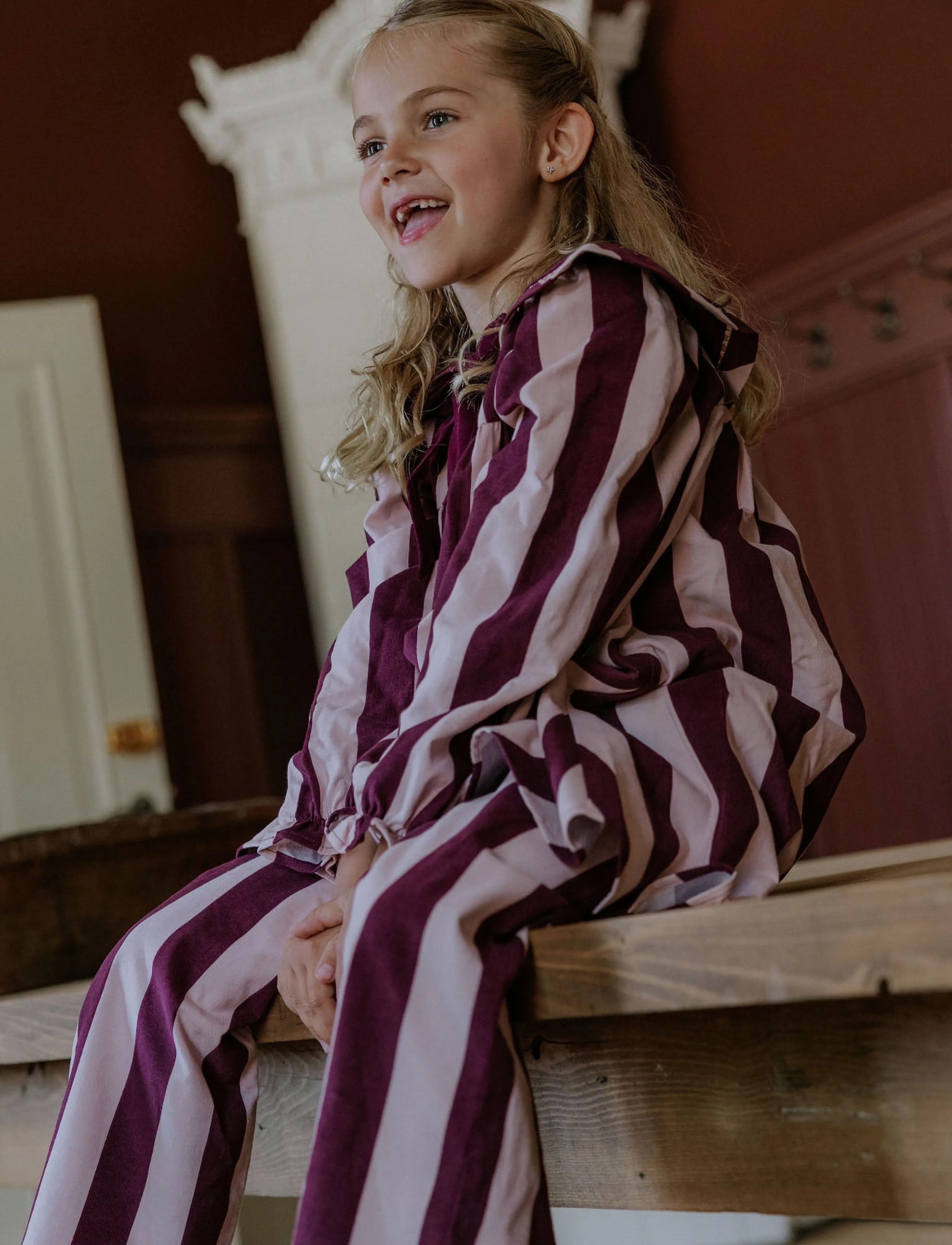 Fliink - DOLLY STRIPE PANT - beebipüksid - smoke rose/burgundy stripe - 0