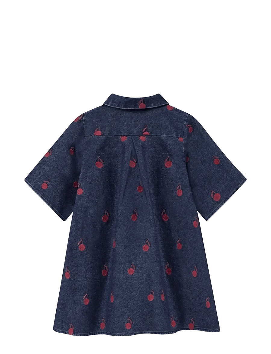 Fliink - DONNA EMBR SHIRT DRESS - kurzärmelige freizeitkleider - dark denim blue - 2