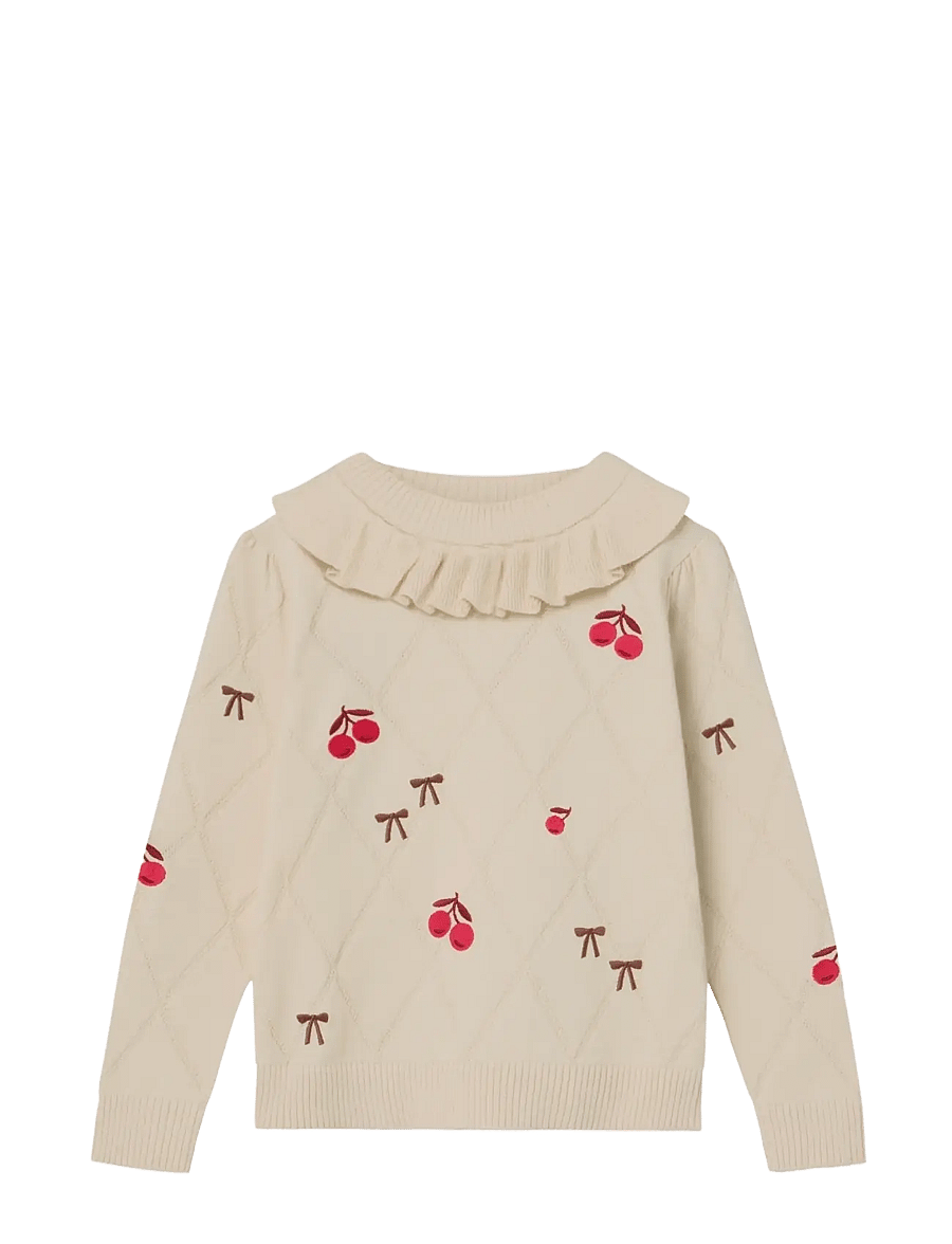 Fliink - NOVA EMBR. RUFFLE PULLOVER - trøjer - sandshell - 0
