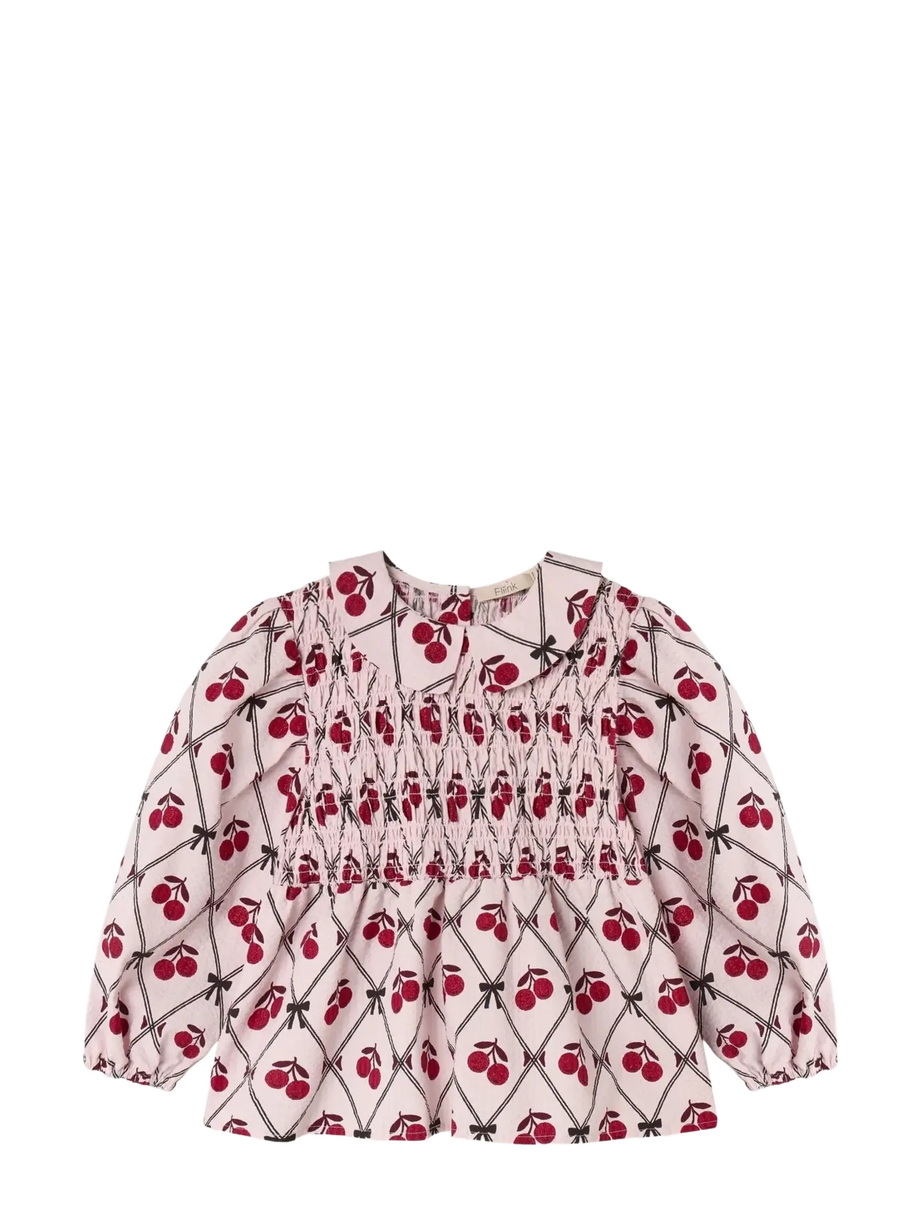 Fliink Winter Glitter Berry Blouse, Kinder, Gesmokte Peter Pan Kragen Bluse, Rosa, Gr.110