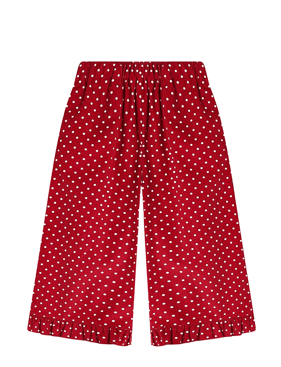 Fliink - DOLLY DOT RUFFLE PANT - babybukser - red bud dot - 1