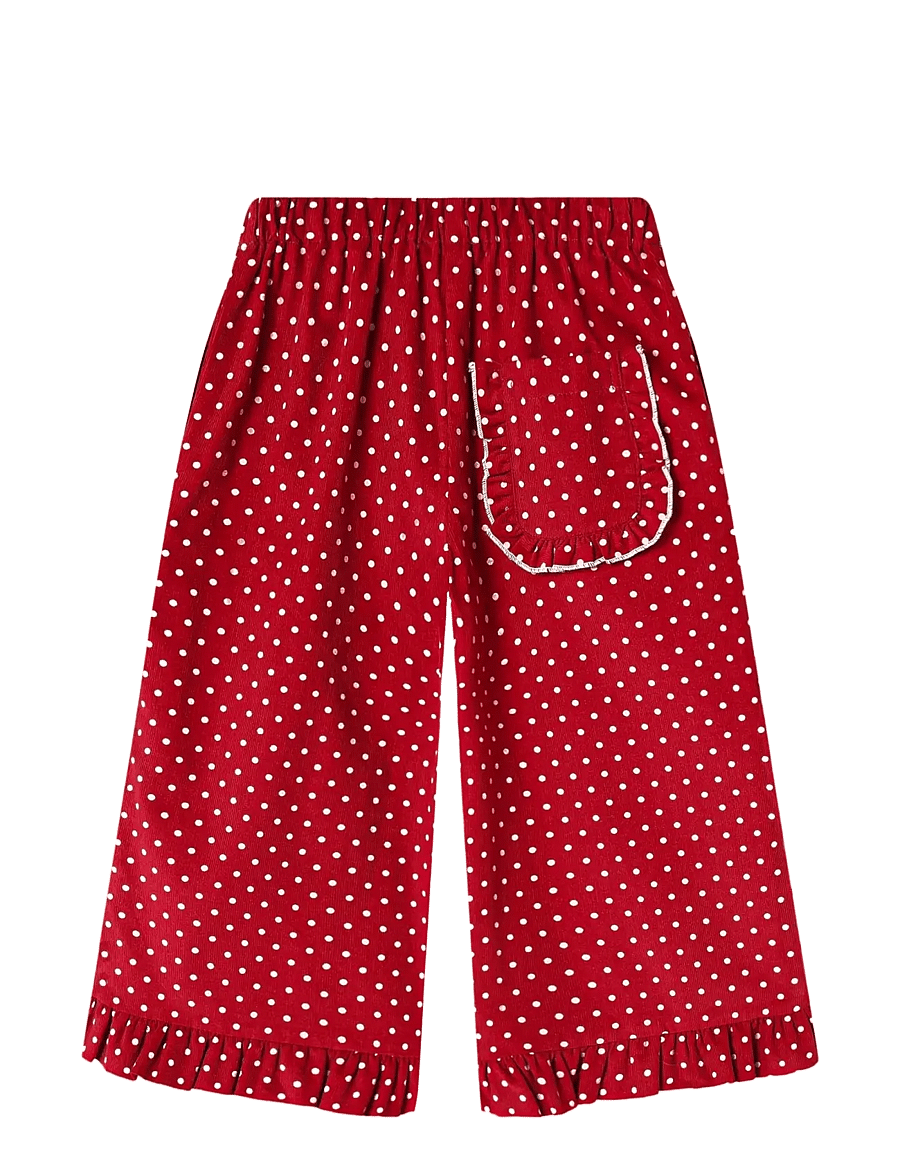 Fliink - DOLLY DOT RUFFLE PANT - babybukser - red bud dot - 2