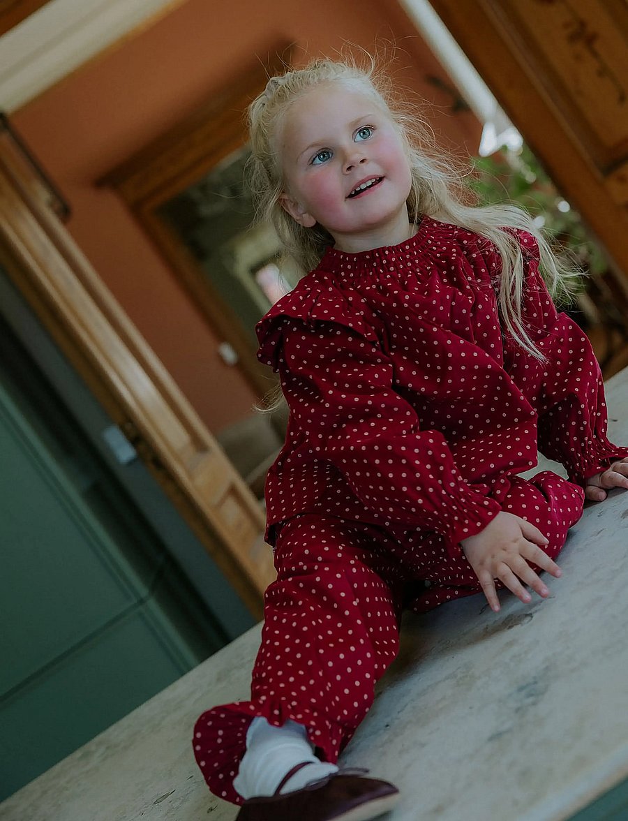 Fliink - DOLLY DOT RUFFLE PANT - babybukser - red bud dot - 0