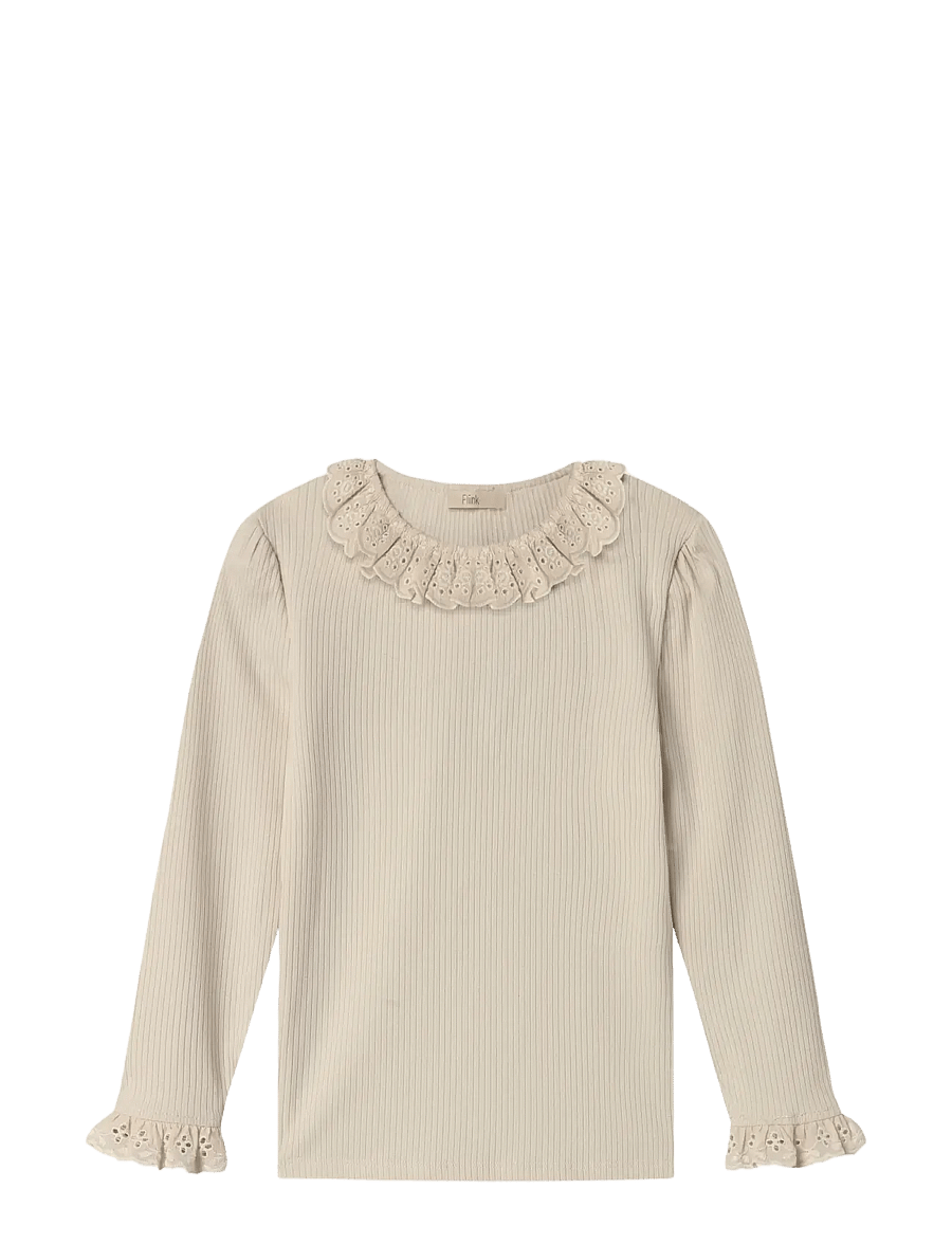 Fliink - KENNA LACE LS BLOUSE - bluser & tunikaer - sandshell - 0