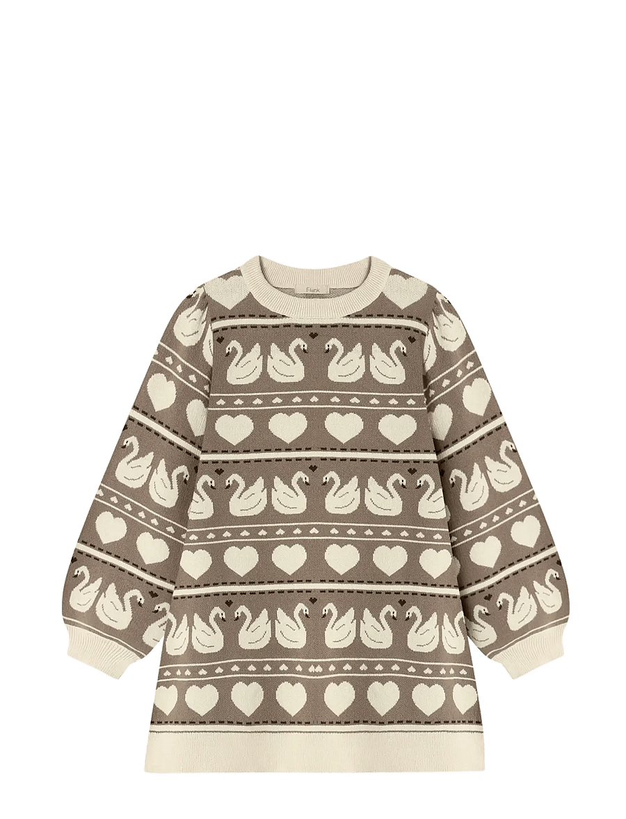 Fliink - LOVELY MULTI LS DRESS - pikkade varrukatega vabaajakleidid - sandshell multi - 0