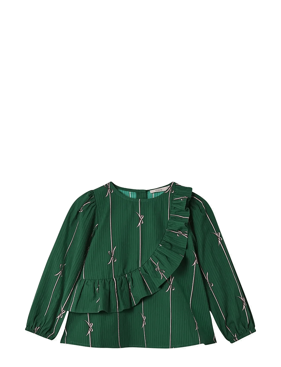 Fliink - BOWIE LS BLOUSE - blusen & tuniken - hunter green bow aop - 0