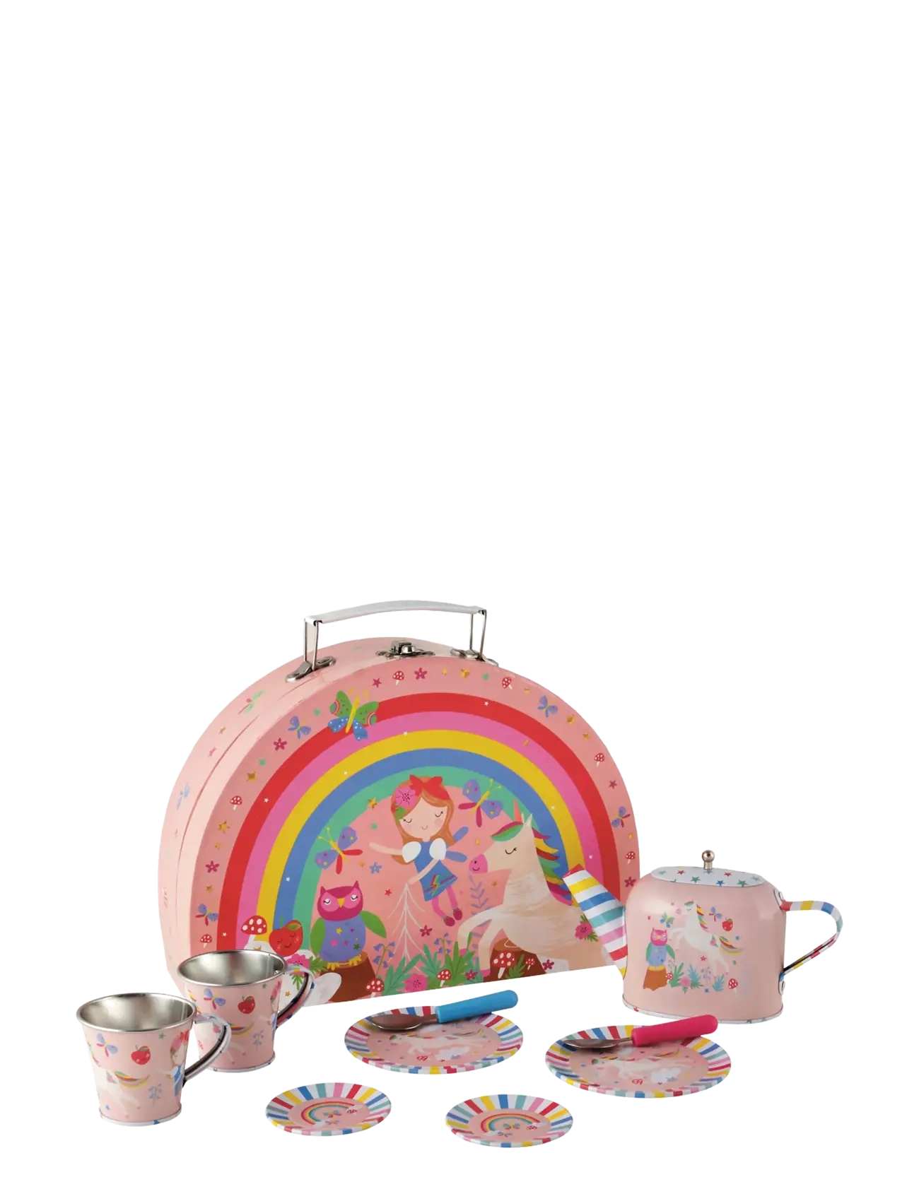 Floss & Rock Rainbow Fairy Tin Tea Set Is Semi Circle Foiled Case, Børn, Coffee & Tea Sæt, Multi/mønstret, Str: 29X19X9