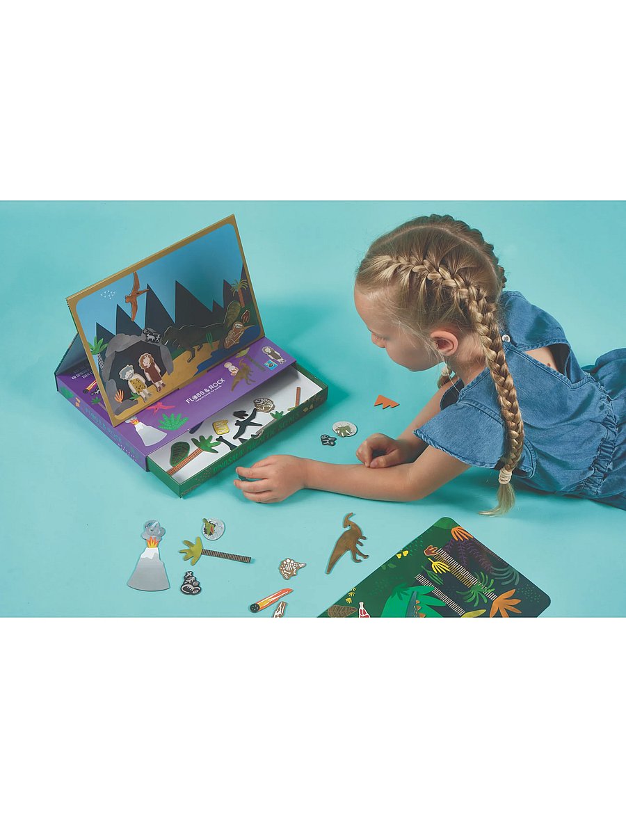 Floss & Rock - Magnetic Scene & Doodle Set - Dino - green - 3