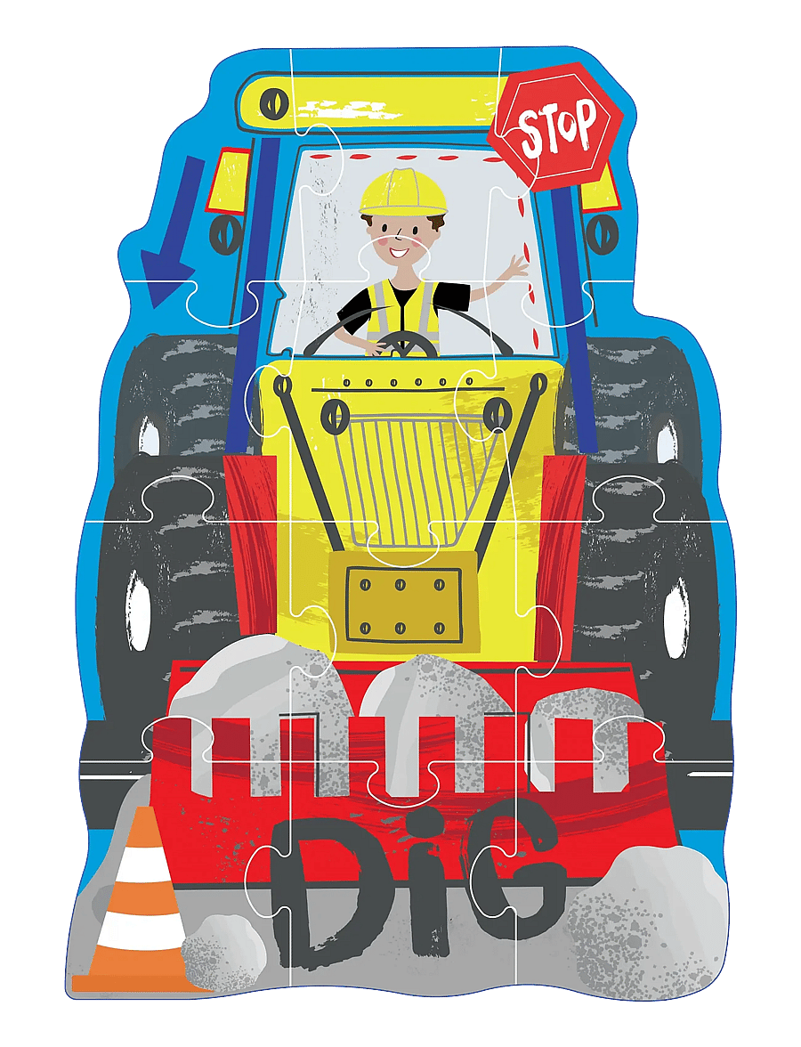 Floss & Rock - Shaped Puzzle 12 pcs. - Construction - classic puzzles - yellow - 0