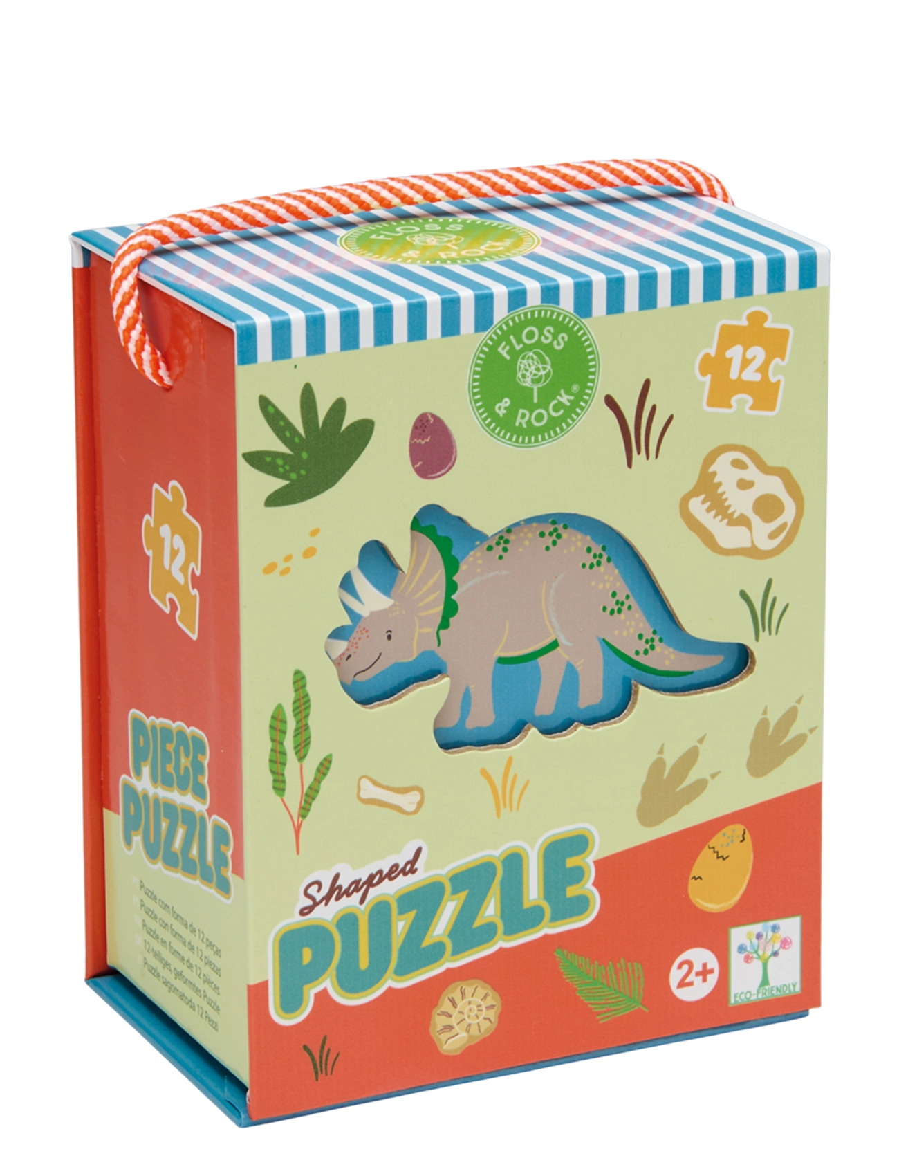 Floss & Rock Shaped Puzzle 12 pcs. - Dino - Classic puzzles - GREEN / green