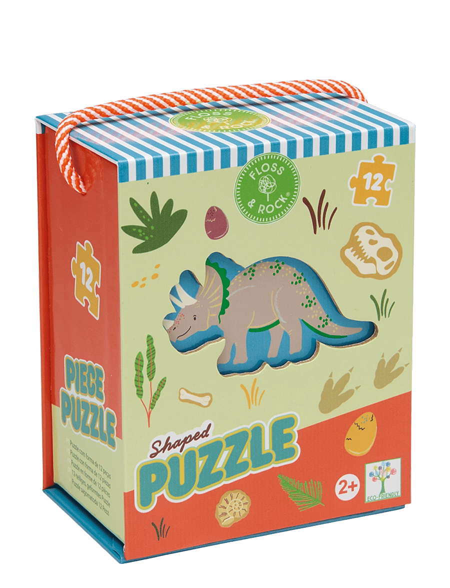 Floss & Rock - Shaped Puzzle 12 pcs. - Dino - green - 1