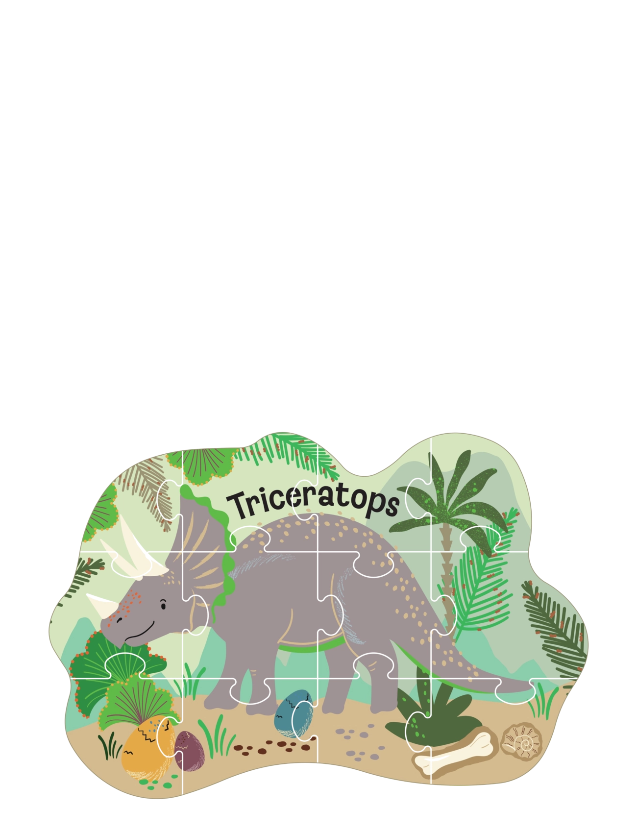 Floss & Rock - Shaped Puzzle 12 pcs. - Dino - green - 2