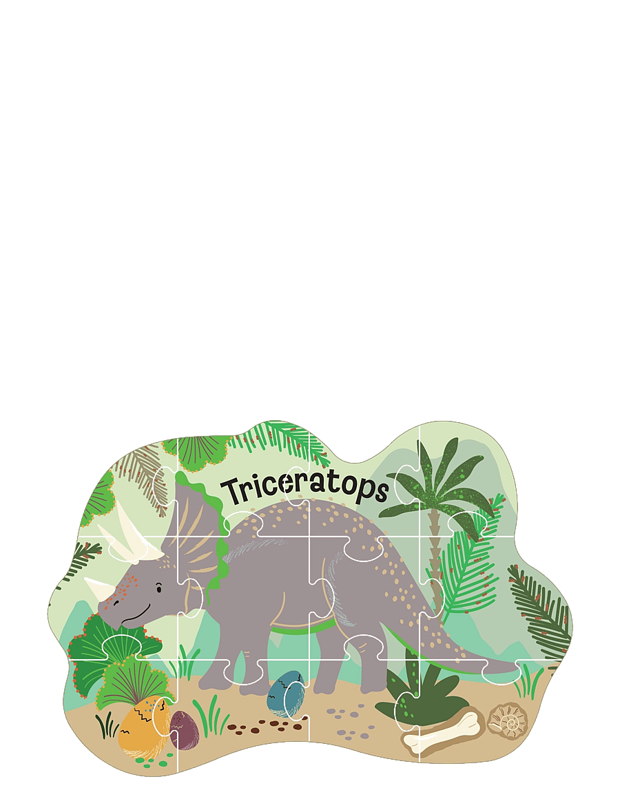 Floss & Rock - Shaped Puzzle 12 pcs. - Dino - green - 2