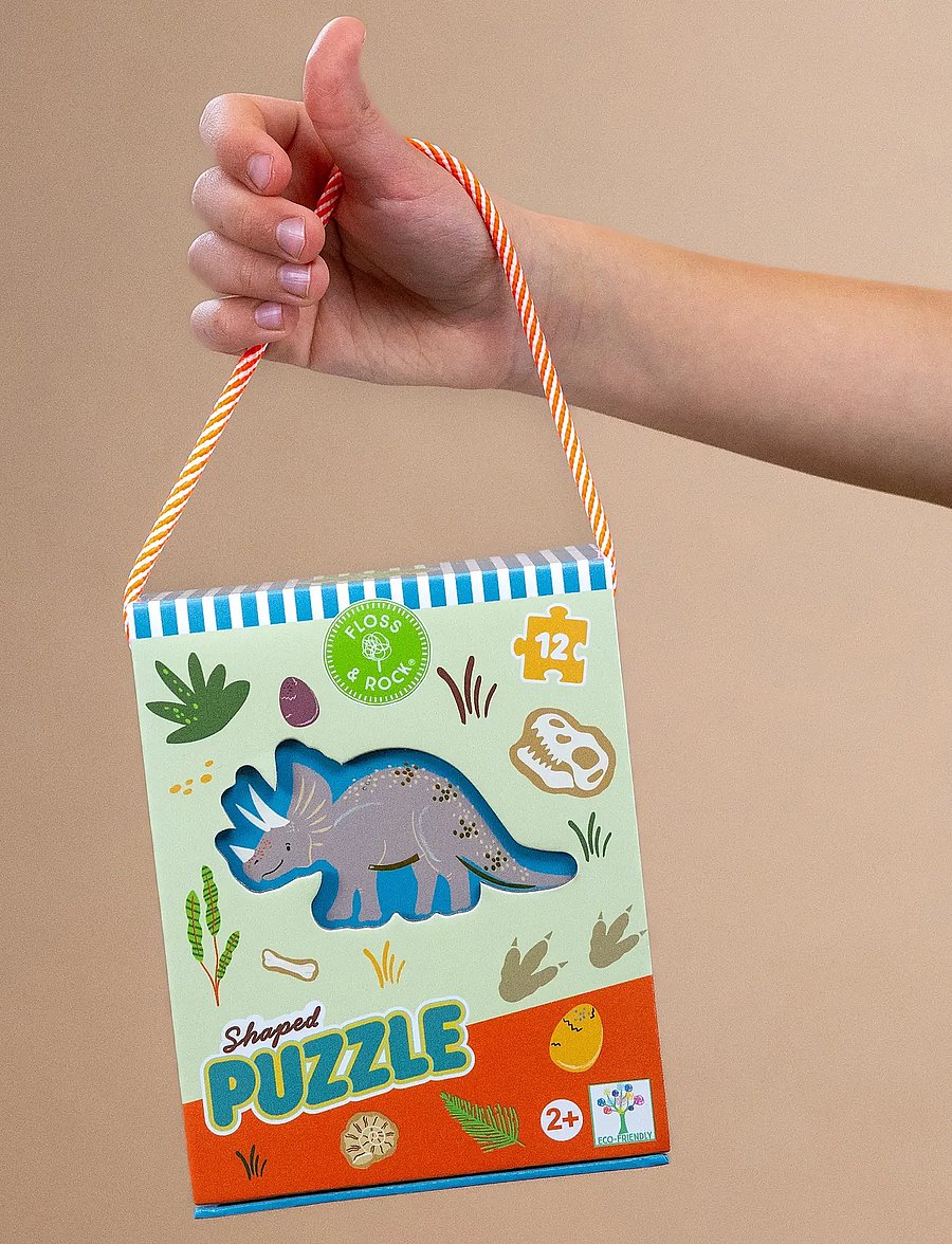 Floss & Rock - Shaped Puzzle 12 pcs. - Dino - green - 0