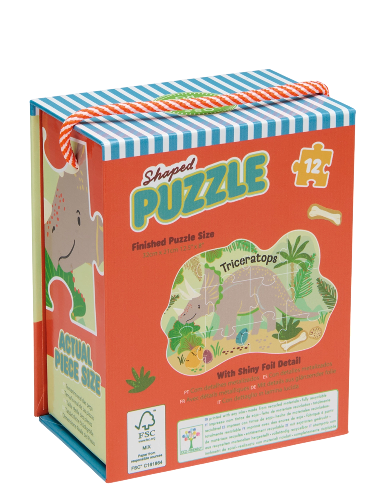 Floss & Rock - Shaped Puzzle 12 pcs. - Dino - green - 4