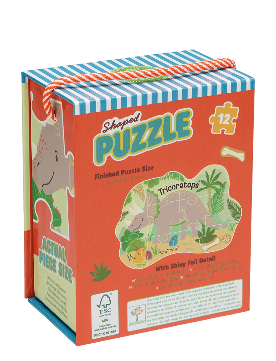 Floss & Rock - Shaped Puzzle 12 pcs. - Dino - green - 4