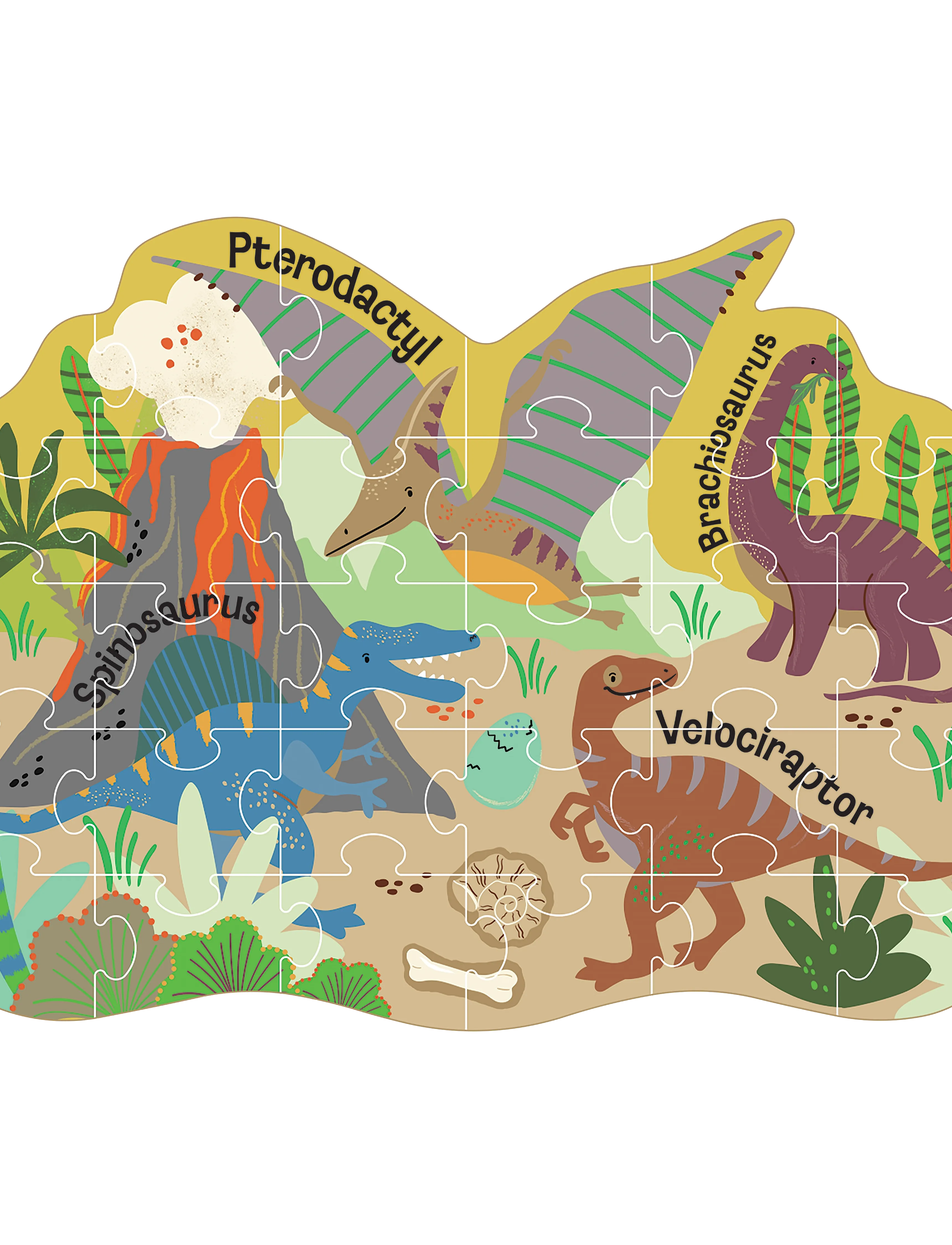 Floss & Rock - Shaped Puzzle 30 pcs. - Dino - classic puzzles - green - 0