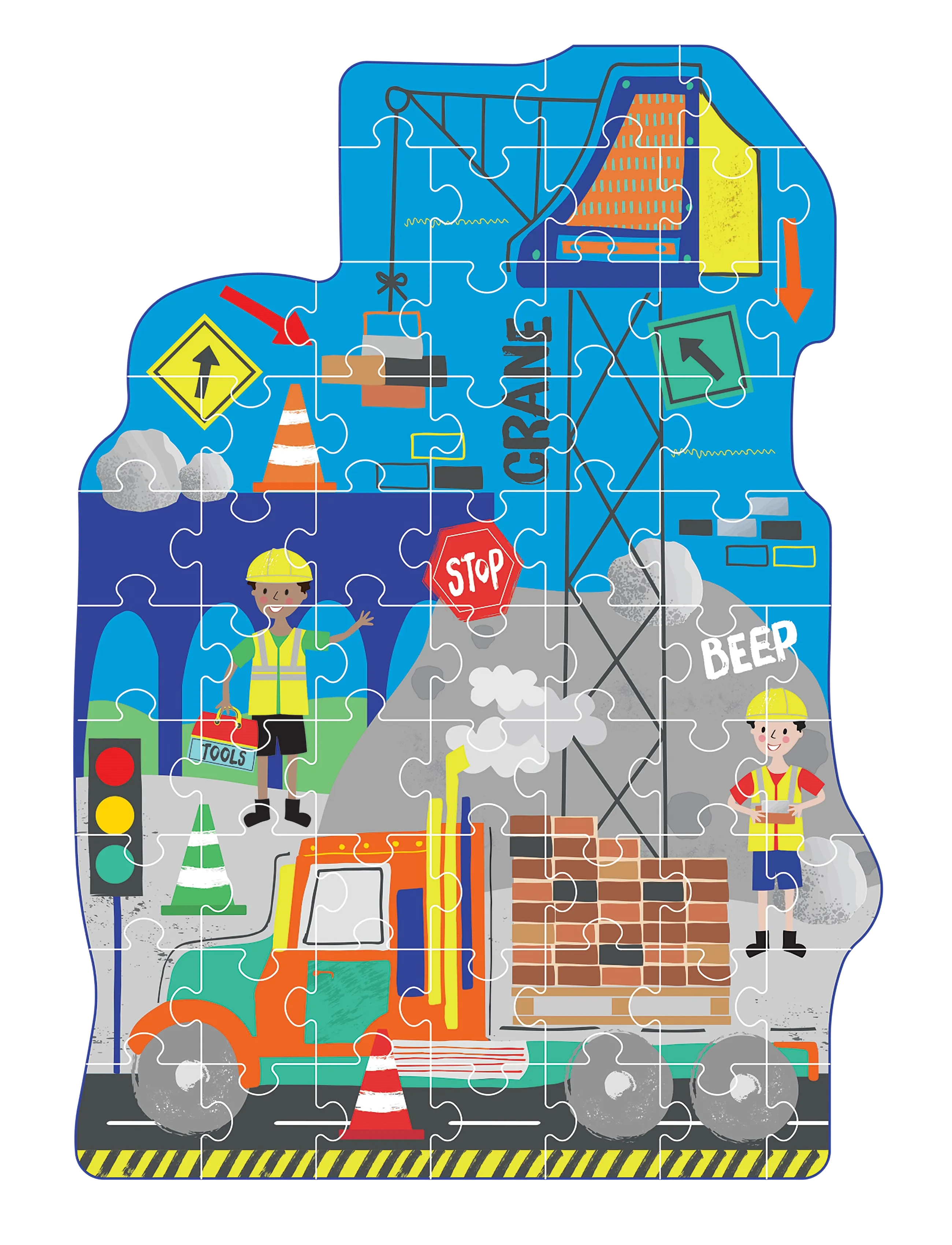 Floss & Rock - Shaped Puzzle 60 pcs. - Construction - classic puzzles - yellow - 0