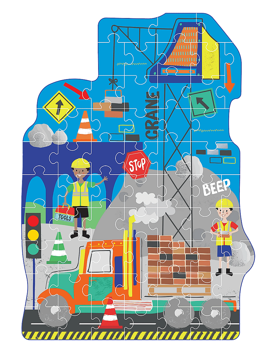 Floss & Rock - Shaped Puzzle 60 pcs. - Construction - klassische puzzles - yellow - 0