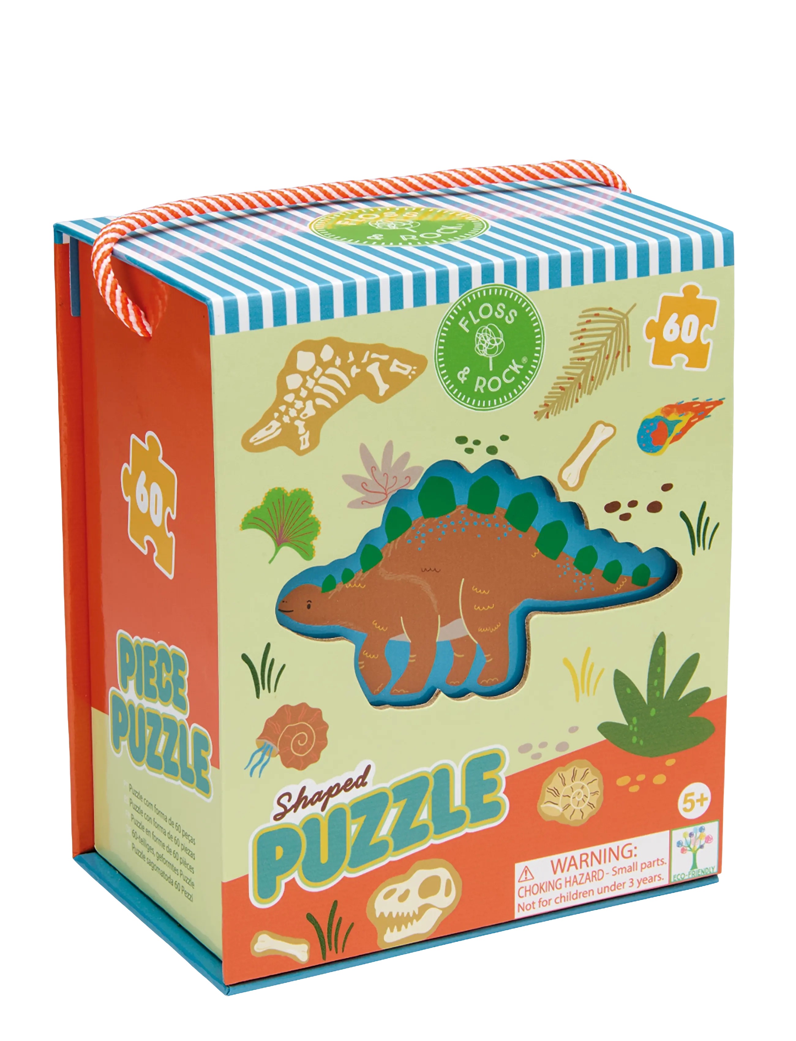 Floss & Rock Shaped Puzzle 60 pcs. - Dino - Spielzeug 3-5 Jahre - GREEN / green