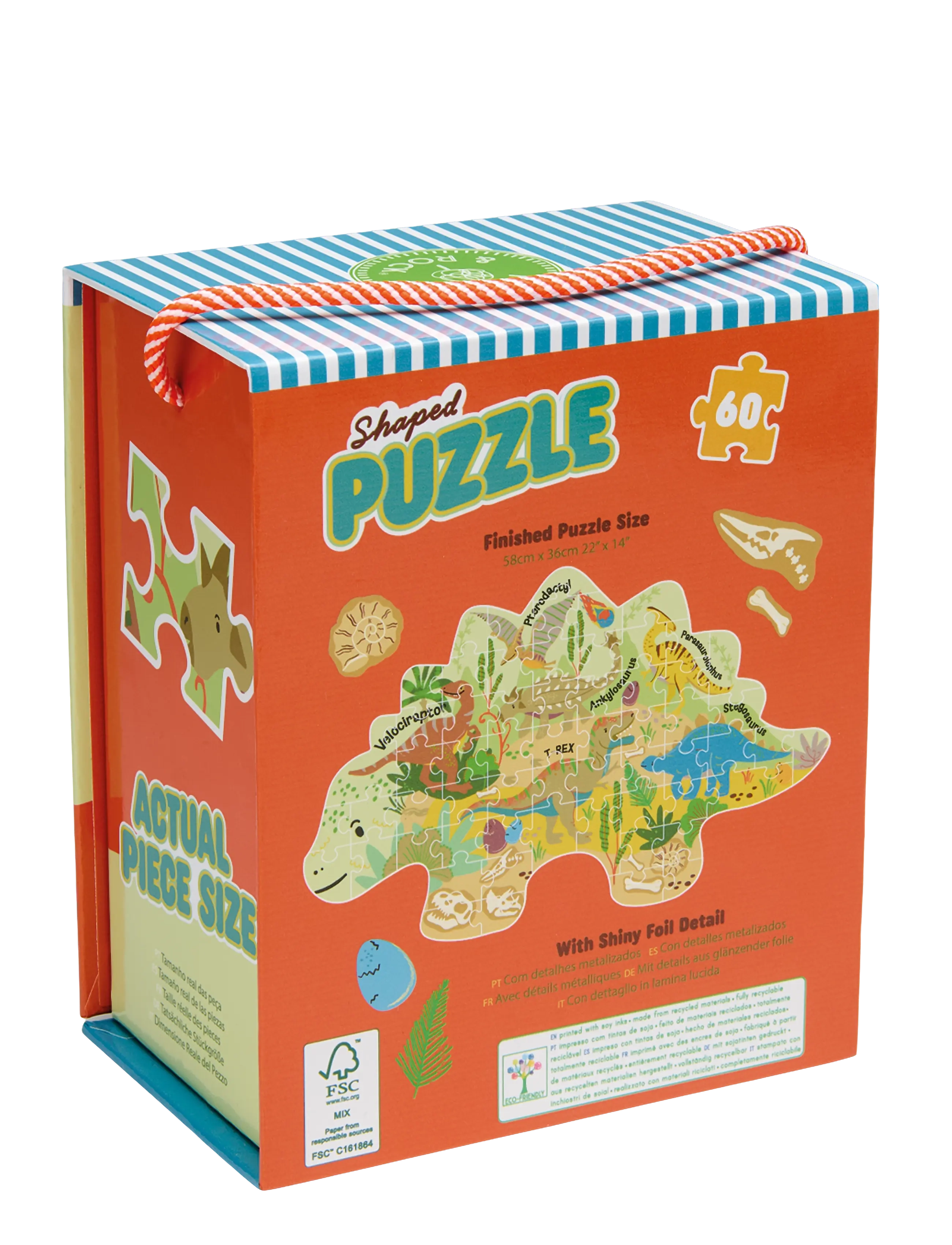 Floss & Rock - Shaped Puzzle 60 pcs. - Dino - green - 1